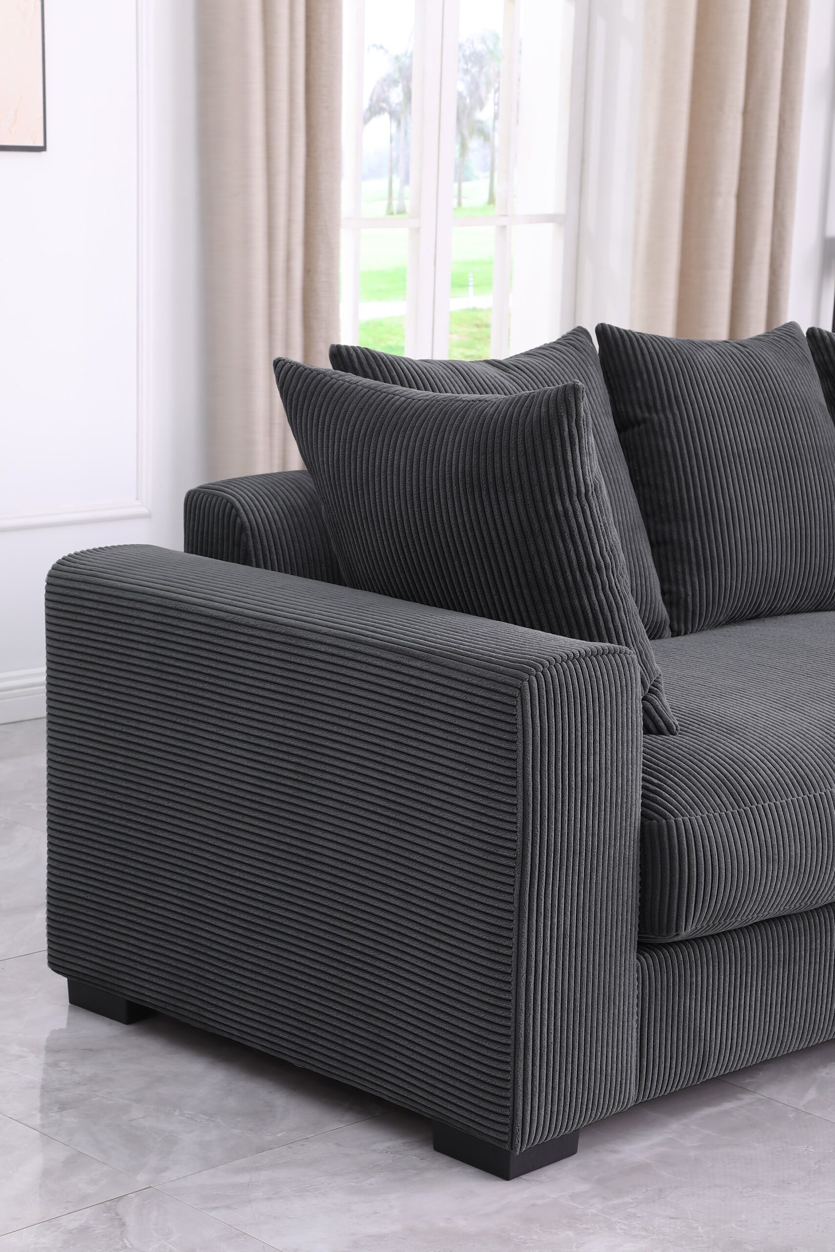 Naomi - 3 Piece Upholstered Sectional - Dark Gray - Image 3