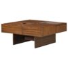 Mid Century Modern Coffee Table, Unique Square Wooden Coffee Table With 3 Drawers, Tempered Glass And Solid Wood Legs For Living Room - Brown - Image 18