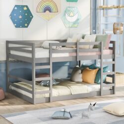 Full Over Full Classic Bunk Bed & Ladder - Gray