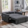 Zoey - Linen Convertible Sleeper Loveseat With Side Pocket - Dark Gray - Image 8