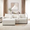 Modern Style 3 Seater Sofa Sectional Sofa Couch With Storage Space, A Movable Ottoman, Two USB Ports, Two Cup Holders, A Phone Holder For Living Room - Beige - Image 21