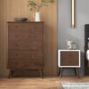Caroline - Mid-Century Modern Style White Night Stand 2 Drawer - Dark Brown / White - Image 12