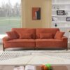 Comfortable Deep Seated Sofa With Pillows For Bedroom, Living Room, Office - Brick Red - Image 2