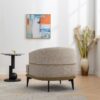 Modern Two-Tone Barrel Chair, Upholstered Round Armchair For Living Room Bedroom Reading Room - Mustard Green - Image 10