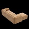 Elegant Chenille Sofa With Storage Seat And Ottoman L Shaped 3 Seater With Cylindrical Backrest And Armrests - Camel - Image 15