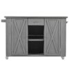 Outdoor Kitchen Island Fir Wood Kitchen Island With Stainless Steel Top, Ample Storage Space, Towel And Spice Racks And A Bottle Opener For Outdoor - Gray - Image 12