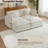 Modern Sofa Modular Sofa Couch Upholstered Corduroy L - Shape Sectional Sofa With Side Storage Pockets For Living Room - Beige - Image 16