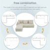 Modern L-Shaped Corduroy Sofa With Reversible Chaise, 4 Seat Upholstered Sectional Indoor Furniture, Convertible Sleeper Couch With Pillows - Beige - Image 18