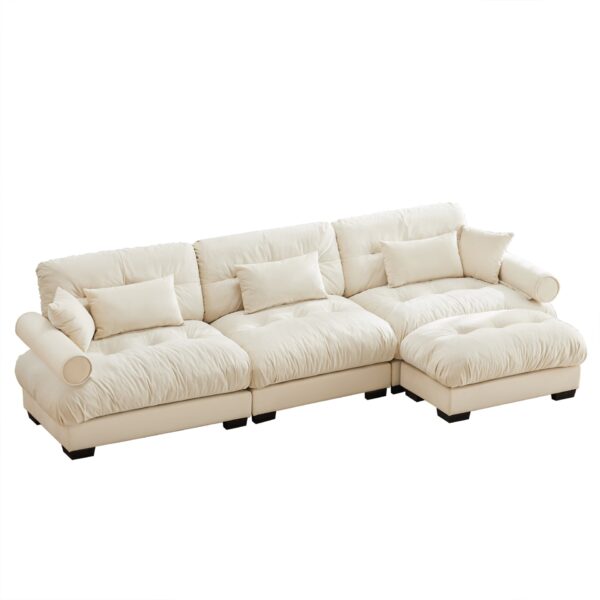 Super Comfort Oversized Modular Sectional Sofa Couch With Movable Ottoman - Cream