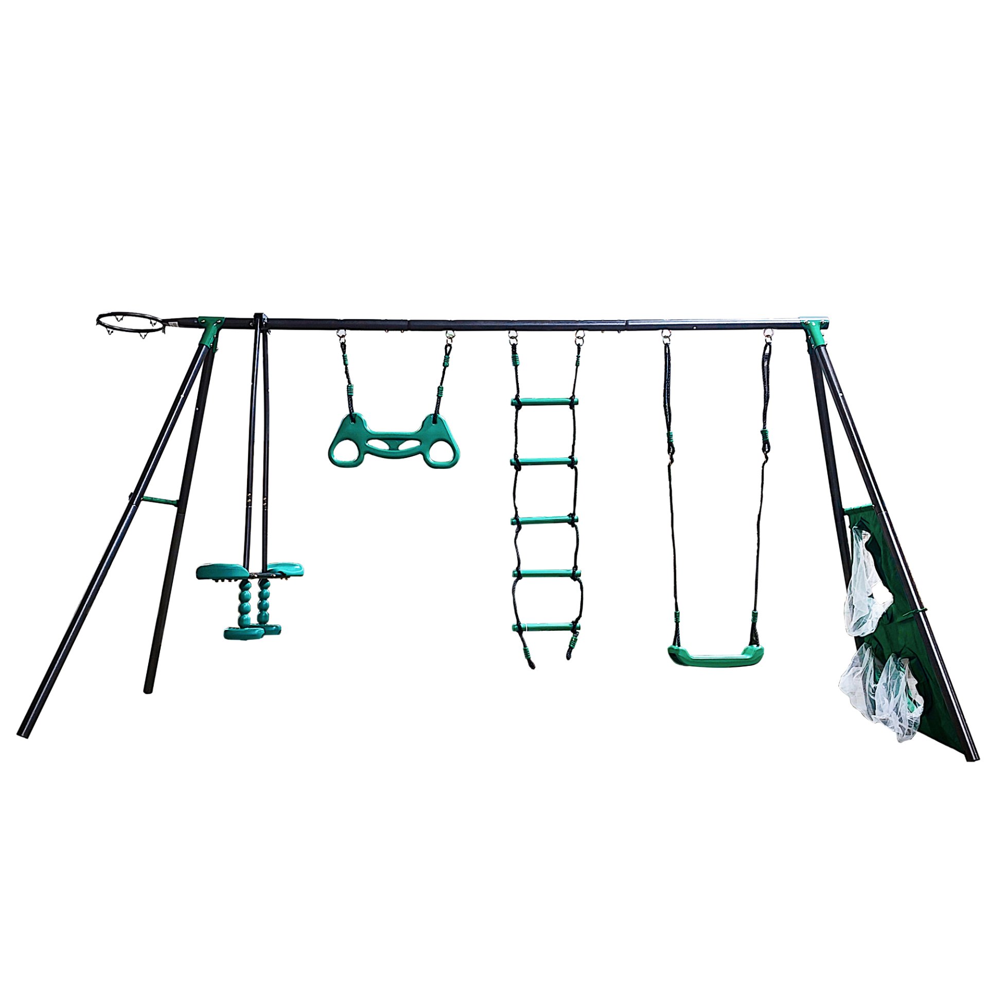Interesting Four Function Swingset With Face To Face Metal Plastic Safe Swing Seat 550Lbs For Outdoor Playground For Age 3+ - Blackish Green - Image 7