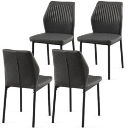 Dining Chairs Living Room Chair Modern Kitchen Armless Side Chair With Metal Legs (Set of 4) - Dark Gray