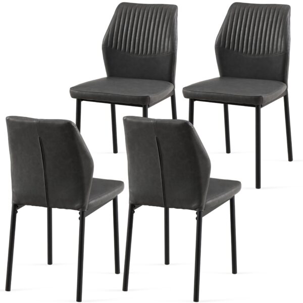 Dining Chairs Living Room Chair Modern Kitchen Armless Side Chair With Metal Legs (Set of 4) - Dark Gray