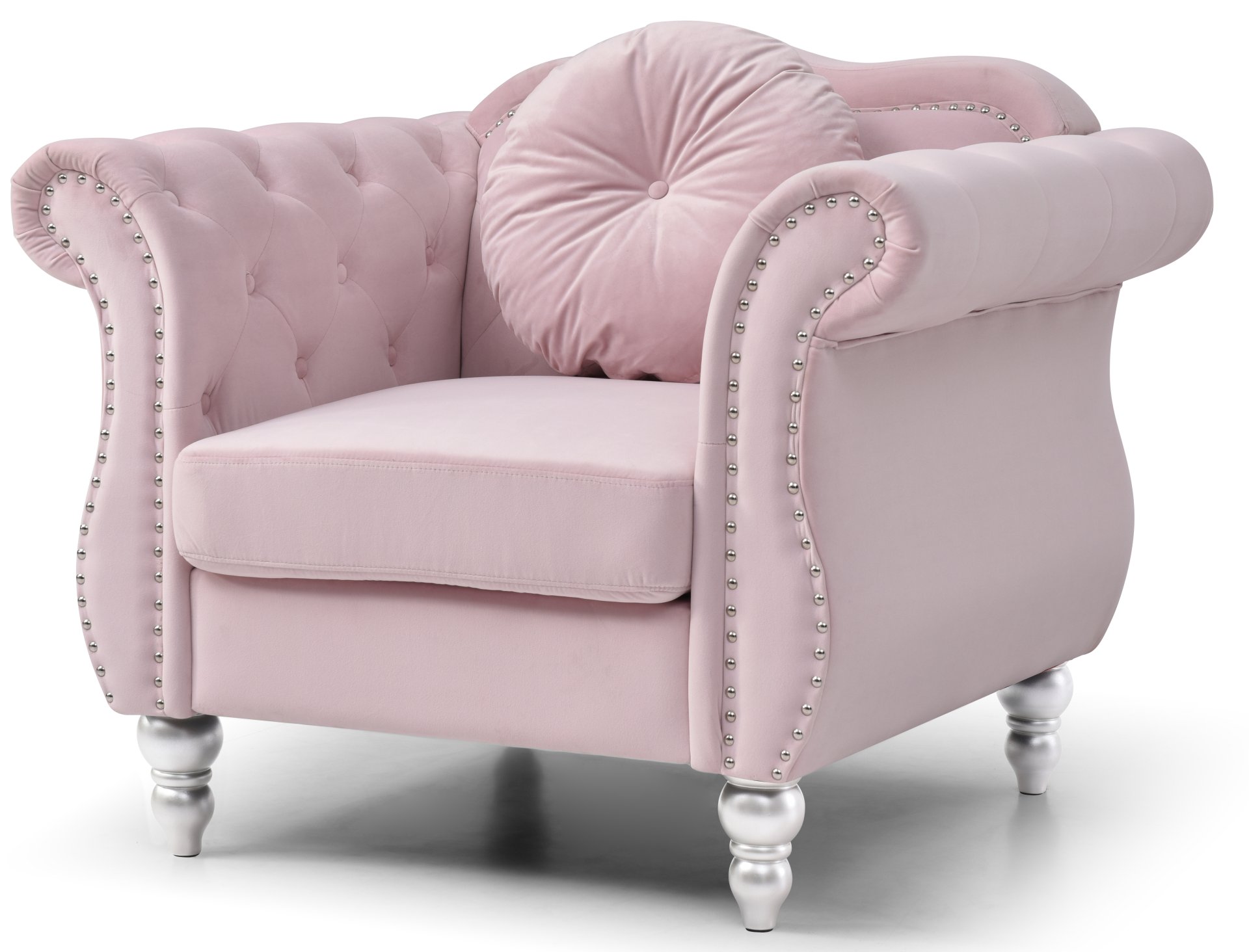 Chic Transitional Accent Chair - Pink - Image 5