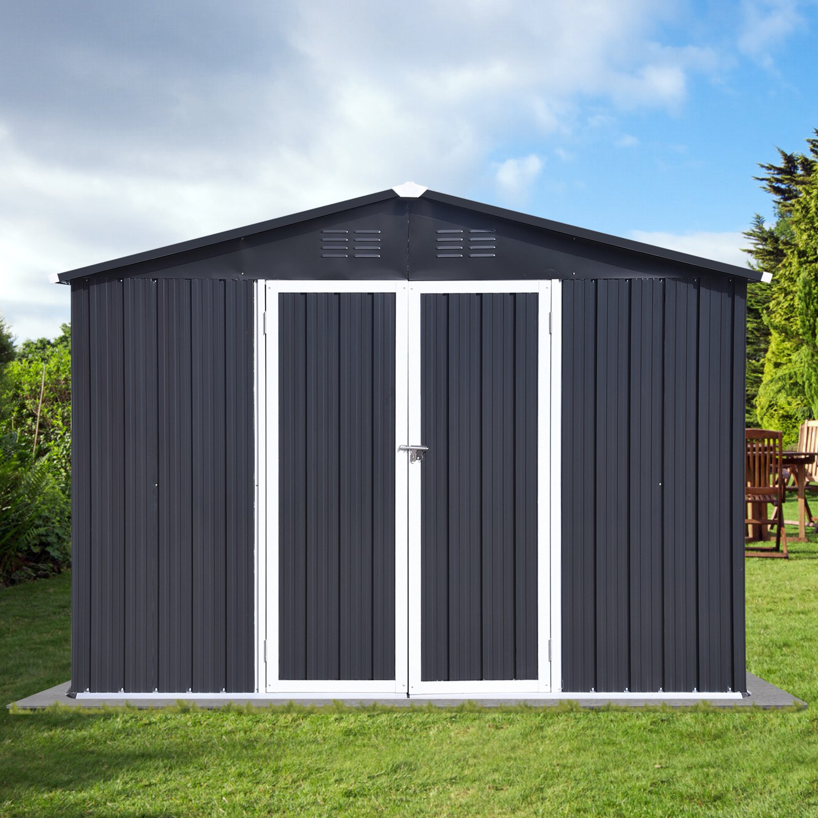 10'x12' Garden Sheds Outdoor Storage Sheds - Dark Gray - Image 3