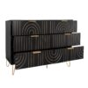 Modern 6 Drawer Dresser, Modern Dresser With Metal Handles, Storage Chest Of Drawer, Wide Dresser Drawer Organizers With Carving Design For Bedroom, Living Room, Hallway - Black - Image 12