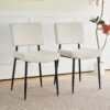 Modern Dining Chair Fabric Upholstered Chairs With Black Metal Legs For Home And Bedroom (Set of 2) - Beige - Image 2