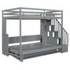Full Over Full Size Murphy Bed With Hydraulic Lift & Desk Design - Gray - Image 3