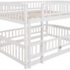 Full Over Full Low Bunk Bed With Slide, Fence And Ladder For Toddler - White - Image 9