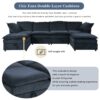 Versatile 6 Piece Modular Sofa Bed With Storage, Stylish Faux Double Layer Cushions, Comfortable & Durable Design, Perfect For Any Living Space - Dark Blue - Image 10