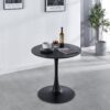 31.5" Tulip Table Mid-Century Dining Table For 2-4 People With Round MDF Table Top, Pedestal Dining Table, End Table Leisure Coffee Table - Black - Image 3