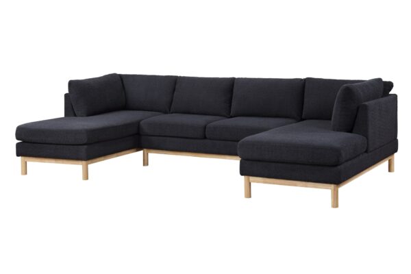 Hallie - Wide Sherpa Double Chaise U-Shape Sectional Sofa - Black