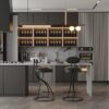 Bar Stools Upholstered Counter Height Barstools For Kitchen Island (Set of 2) Modern Leather Dining Chairs With Footrest - Black - Image 6