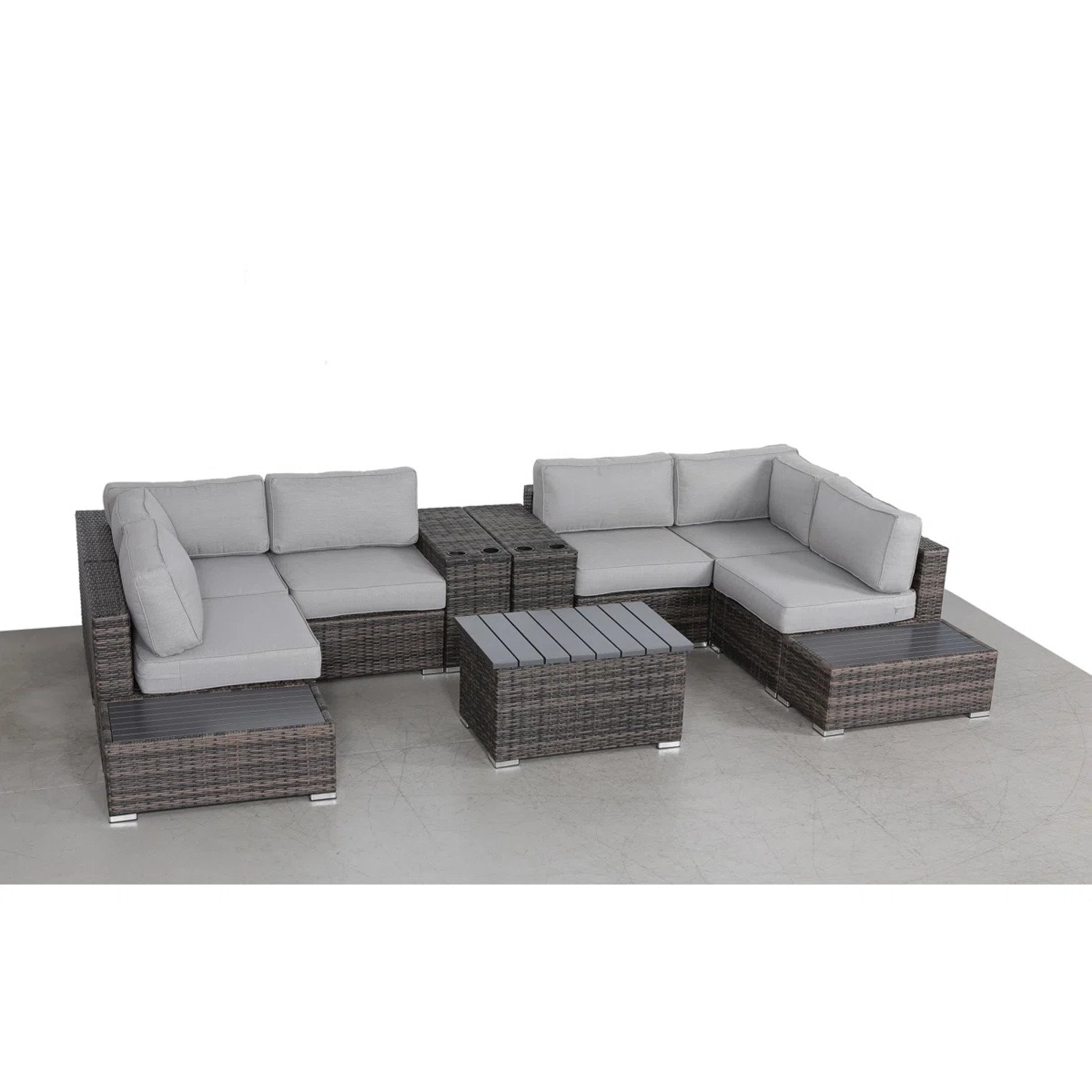 Rattan Wicker Patio Seating Set For 4 With Thick Cushions - Brown - Image 6