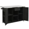 Outdoor Kitchen Island Fir Wood Kitchen Island With Stainless Steel Top, Ample Storage Space, Towel And Spice Racks And A Bottle Opener For Outdoor - Black - Image 14