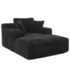 Modern Corduroy Chaise Lounge Sofa Bed With Removable Pillows, Upholstered Sleeper Sofa - Black - Image 15