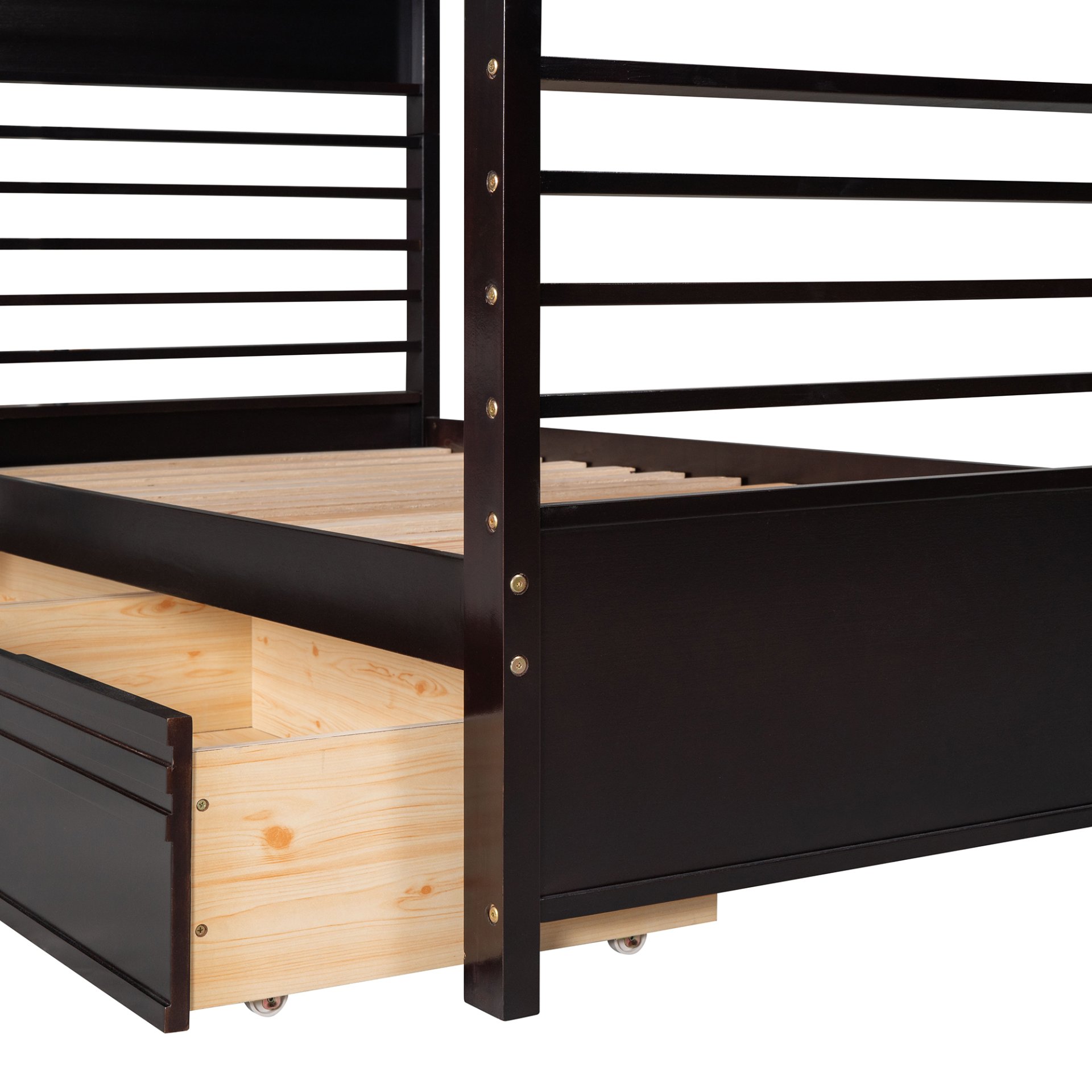 Twin Over Twin Bunk Bed With 2 Drawers - Espresso - Image 19