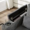 Convertible Chaise Lounge Sofa Chair Corduroy Sleeper With USB Ports, Cup Holders, Storage - Gray - Image 10