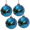 Christmas Ball Ornaments, Glass Decorative Hanging Ball Christmas Tree Ornaments For Holiday Party Decorations (Set of 4) - Blue - Image 2