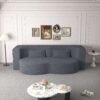 Modern Floor Sofa, With 2 Pillows, Convertible Teddy Fabric Foam Filled Bed, Full Size Folding Mattress, Suitable For Living Room Guest Room, Game Room - Gray - Image 4