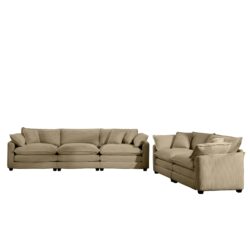 Modern Fabric Living Room Sofa Set, (Set of 2) Recliner Sofas Corduroy - Tan