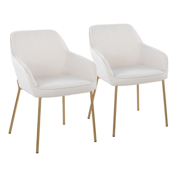 Daniella - Contemporary Dining Chair (Set of 2) - Cream / Gold