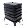 Eco Friendly 5 Layer Worm Compost Bin With 50L Capacity, Easy Setup Plastic Worm Farm Kit - Black - Image 3