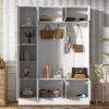 Tall Hall Tree With Shoe Storage, 4 In 1 Entryway Bench With 6 Cabinets, 4 Coat Hooks & Adjustable Shelf For Hallway - White - Image 5