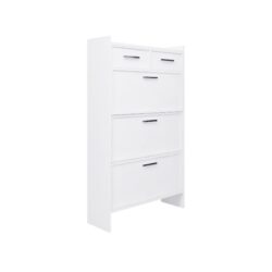 Shaker Shape Door Shoe Rack 3 Doors Shoe Cabinet With 2 Drawers With Open Space For Shoes - Matte White