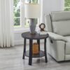 Anze - 3 Piece Coffee Table Set Contemporary Oval Wood Shelf - Charcoal - Image 5