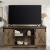 Farmhouse Sliding X Barn Door 58" TV Stand For 65" TVs - Rustic Oak - Image 5