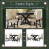 Functional Furniture Retro Style Dining Table Set With Extendable Table And 4 Upholstered Chairs For Dining Room And Living Room - Espresso - Image 7