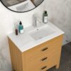 Rectangular Single Vanity Top With 1 Faucet Hole And Overflow, 32" X 18", Spacious Left Countertop For Storage - White - Image 4