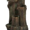 Rustic Decorative Tree Trunk 5 Tier Water Fountain, With Light And Pump, For Indoor And Outdoor - Brown - Image 3