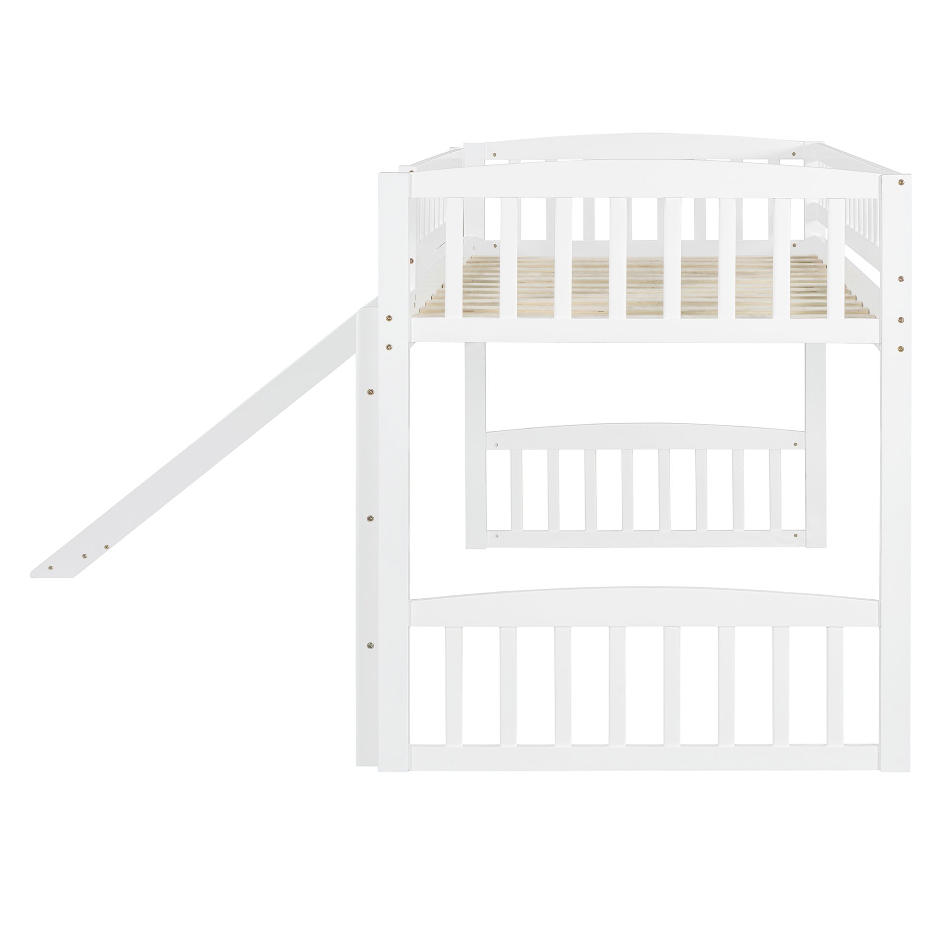 Twin Size Loft Bed With Slide And Ladder - White - Image 7
