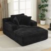 Modern Corduroy Chaise Lounge Sofa Bed With Removable Pillows, Upholstered Sleeper Sofa - Black - Image 8