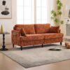 Modern Style Chenille 2 Seater Sofa With LED Light, USB Charging Port & Storage Bag - Orange - Image 2