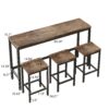 Modern Long Dining Table Set With 3 Stools Construction - Natural - Image 3