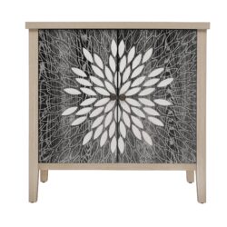 2 Door Carved Storage Cabinet With Adjustable Shelf, Accent Furniture For Living Room, Hallway, Kitchen - Black / Natural