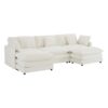 Modern Sofa Modular Sofa Couch, Upholstered Corduroy L - Shape Sectional Sofa With Side Storage Pockets For Living Room - Beige - Image 22