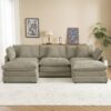 Modern Sofa Modular Sofa Couch Upholstered, L - Shape Sectional Sofa With Side Storage Pockets For Living Room - Brown - Image 17